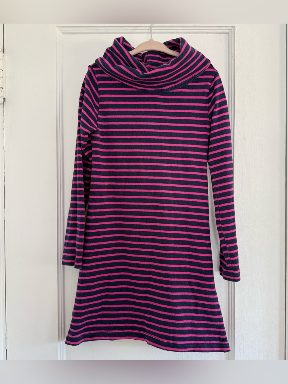 Vineyard Vines Dress Girls Navy and Pink Striped Cowl Neck Sz XS 5/6